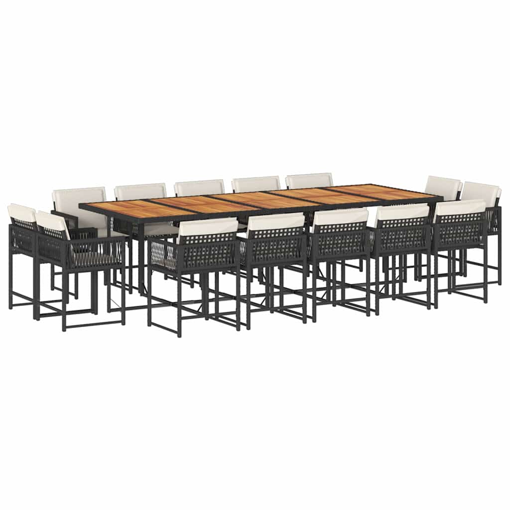 15-delige Tuinset met kussens poly rattan zwart is nu te koop bij PeponiXL, paradijselijk wonen!