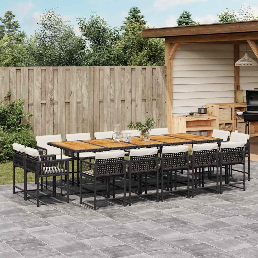 15-delige Tuinset met kussens poly rattan zwart is nu te koop bij PeponiXL, paradijselijk wonen!