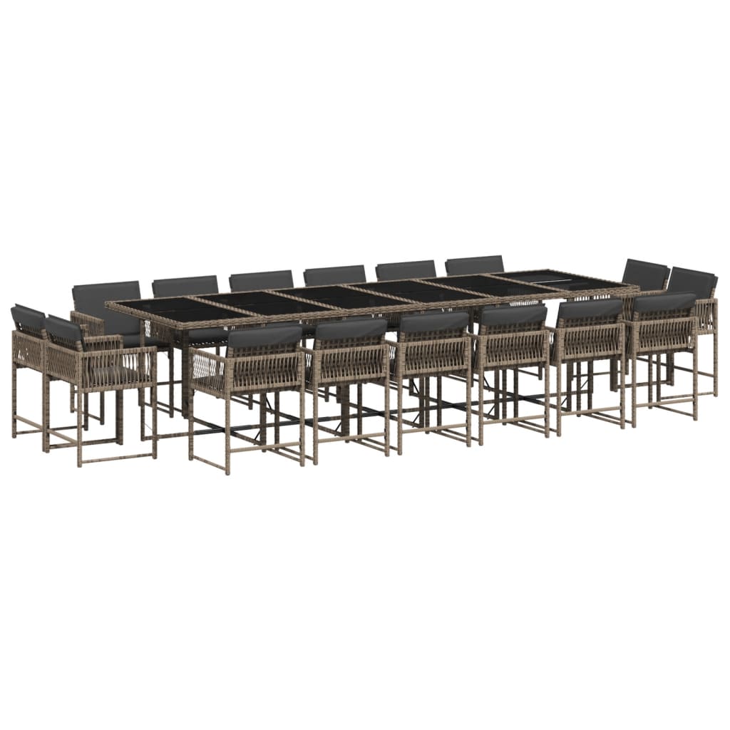 17-delige Tuinset met kussens poly rattan grijs is nu te koop bij PeponiXL, paradijselijk wonen!