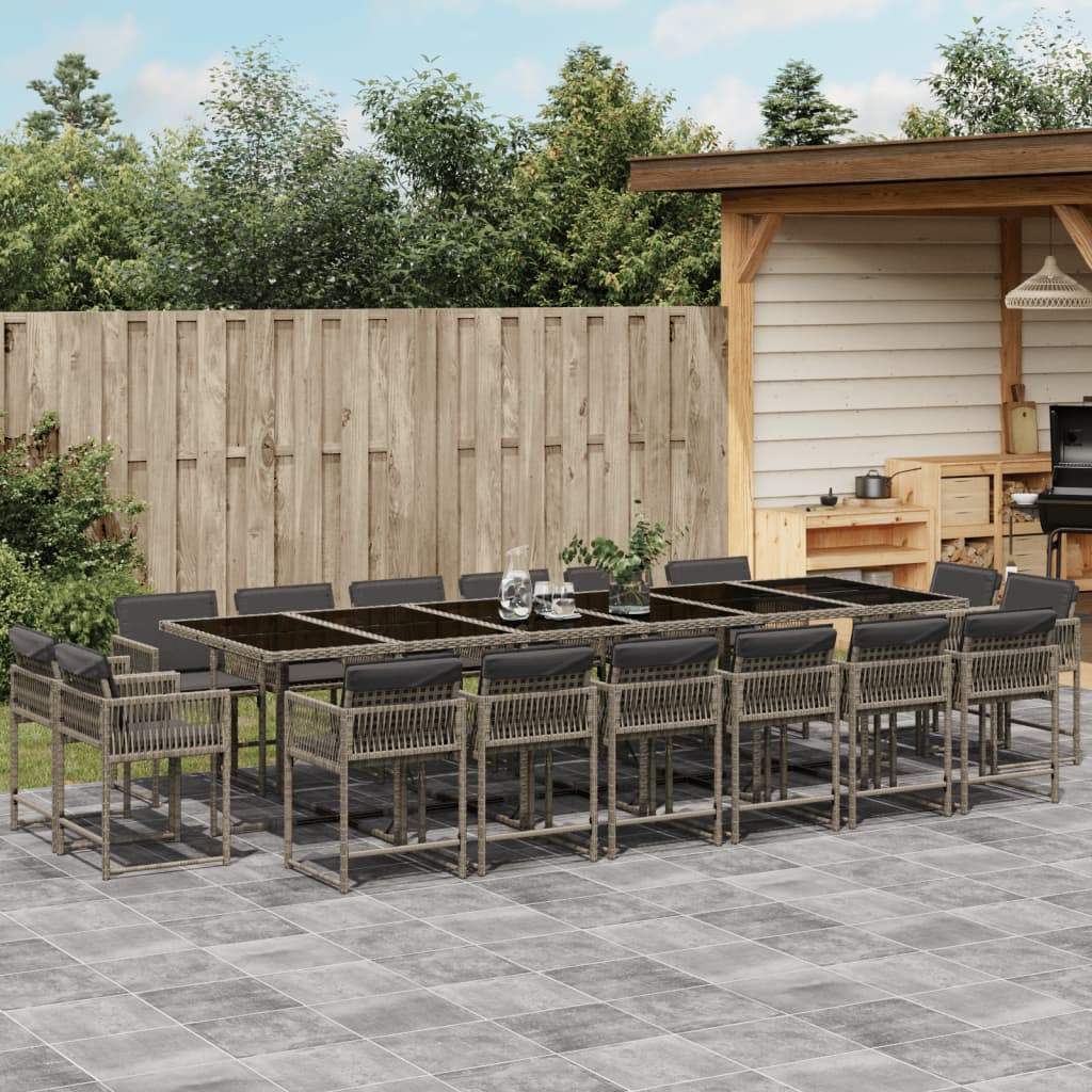 17-delige Tuinset met kussens poly rattan grijs is nu te koop bij PeponiXL, paradijselijk wonen!
