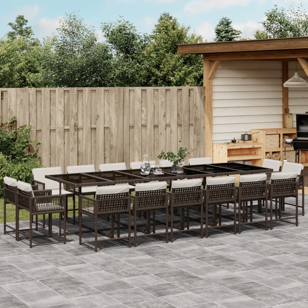 17-delige Tuinset met kussens poly rattan bruin is nu te koop bij PeponiXL, paradijselijk wonen!