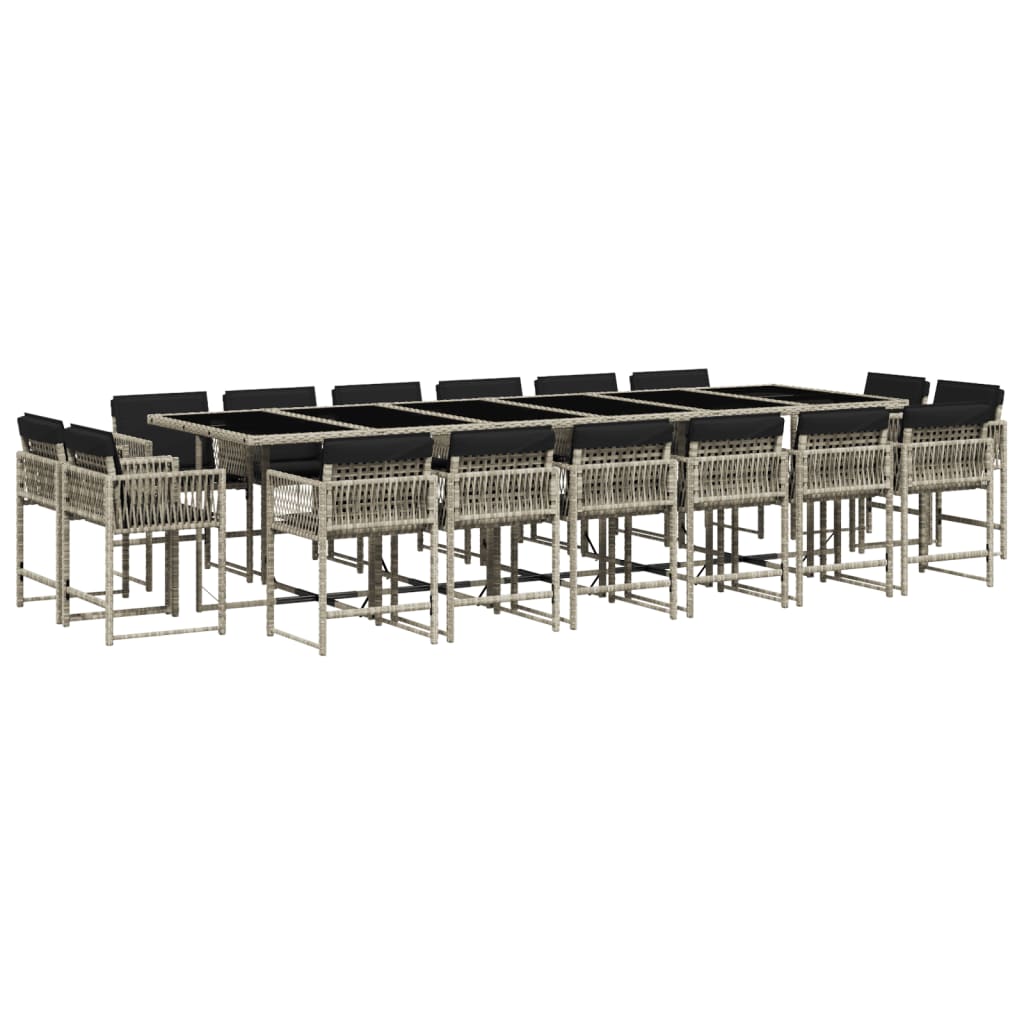 17-delige Tuinset met kussens poly rattan lichtgrijs is nu te koop bij PeponiXL, paradijselijk wonen!