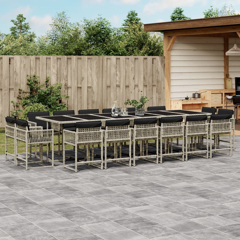 17-delige Tuinset met kussens poly rattan lichtgrijs is nu te koop bij PeponiXL, paradijselijk wonen!