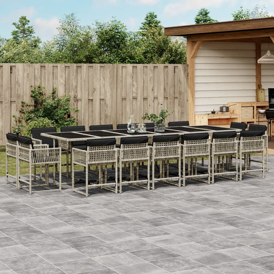 17-delige Tuinset met kussens poly rattan lichtgrijs is nu te koop bij PeponiXL, paradijselijk wonen!