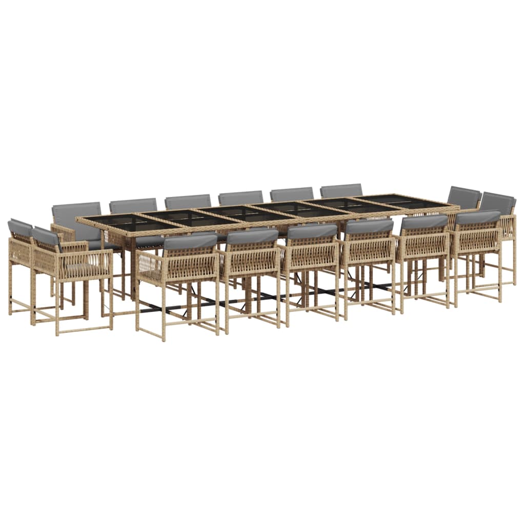 17-delige Tuinset met kussens poly rattan gemengd beige is nu te koop bij PeponiXL, paradijselijk wonen!