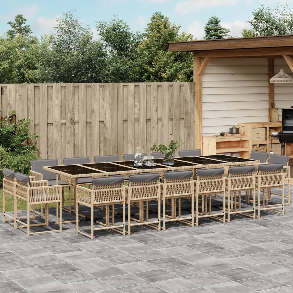 17-delige Tuinset met kussens poly rattan gemengd beige is nu te koop bij PeponiXL, paradijselijk wonen!