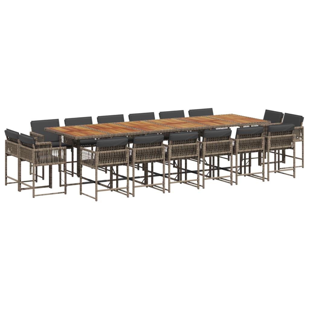 17-delige Tuinset met kussens poly rattan grijs is nu te koop bij PeponiXL, paradijselijk wonen!