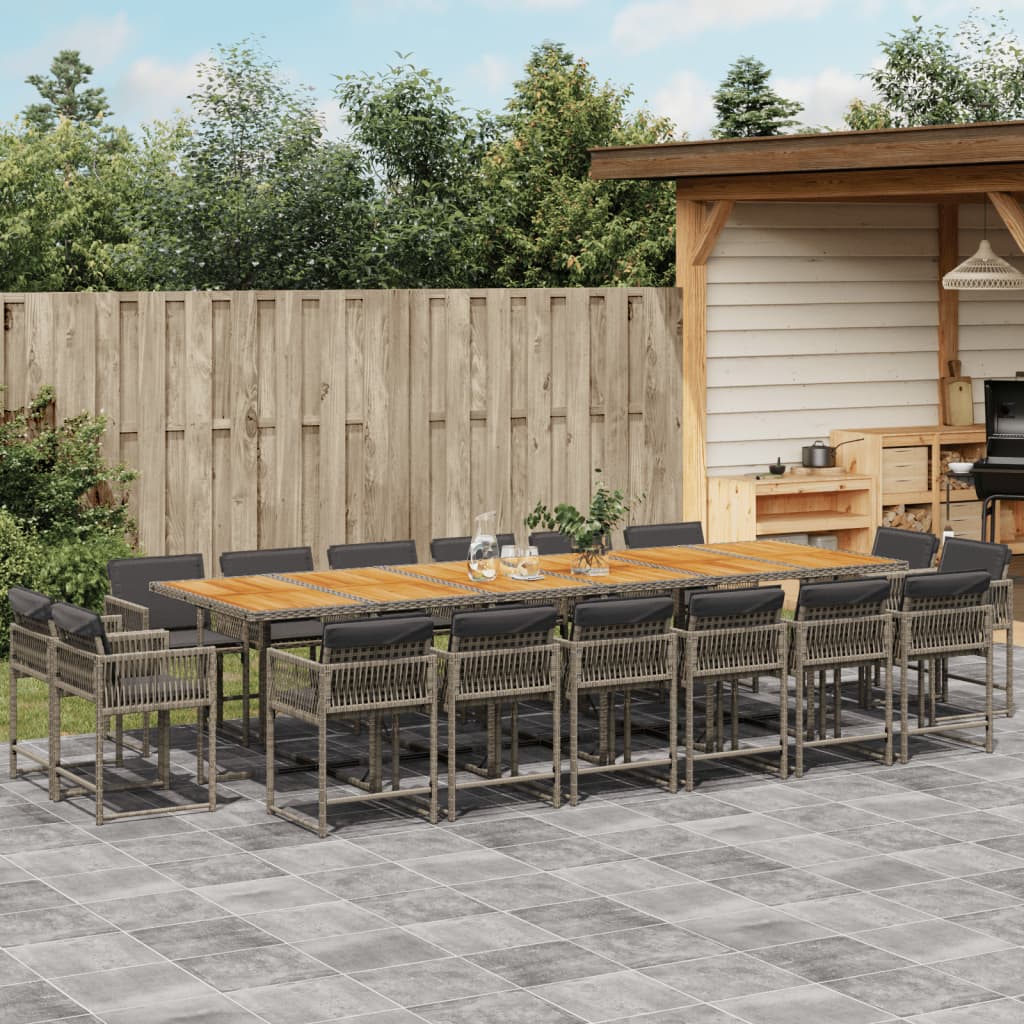 17-delige Tuinset met kussens poly rattan grijs is nu te koop bij PeponiXL, paradijselijk wonen!