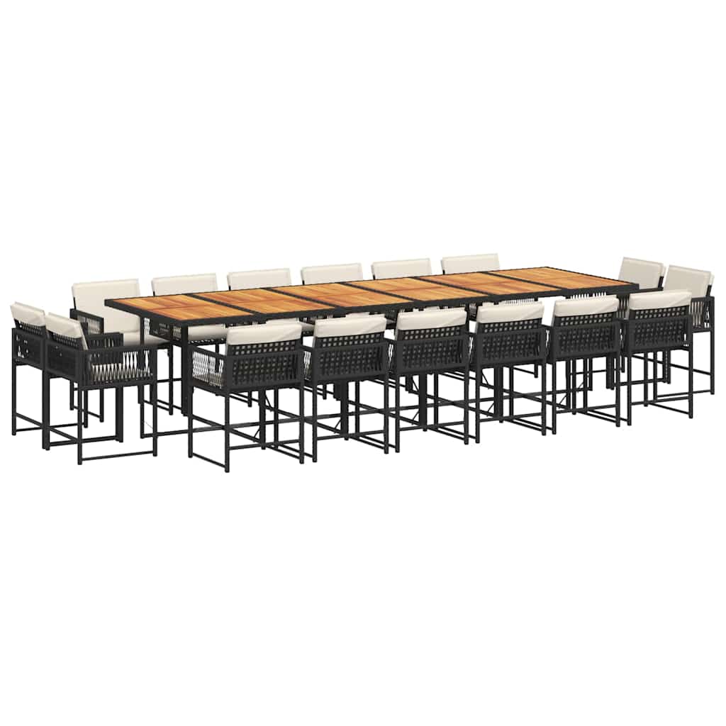17-delige Tuinset met kussens poly rattan zwart is nu te koop bij PeponiXL, paradijselijk wonen!