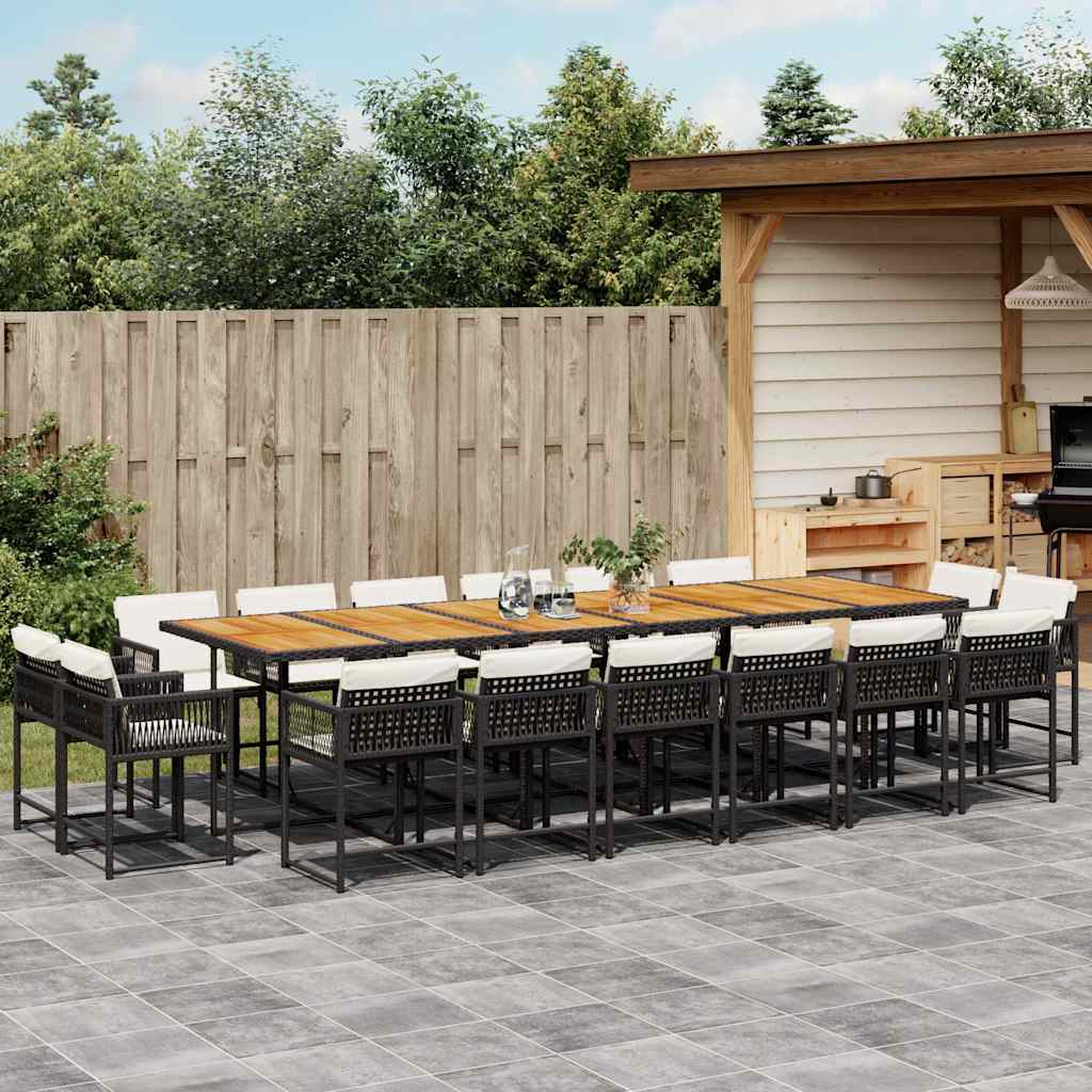 17-delige Tuinset met kussens poly rattan zwart is nu te koop bij PeponiXL, paradijselijk wonen!