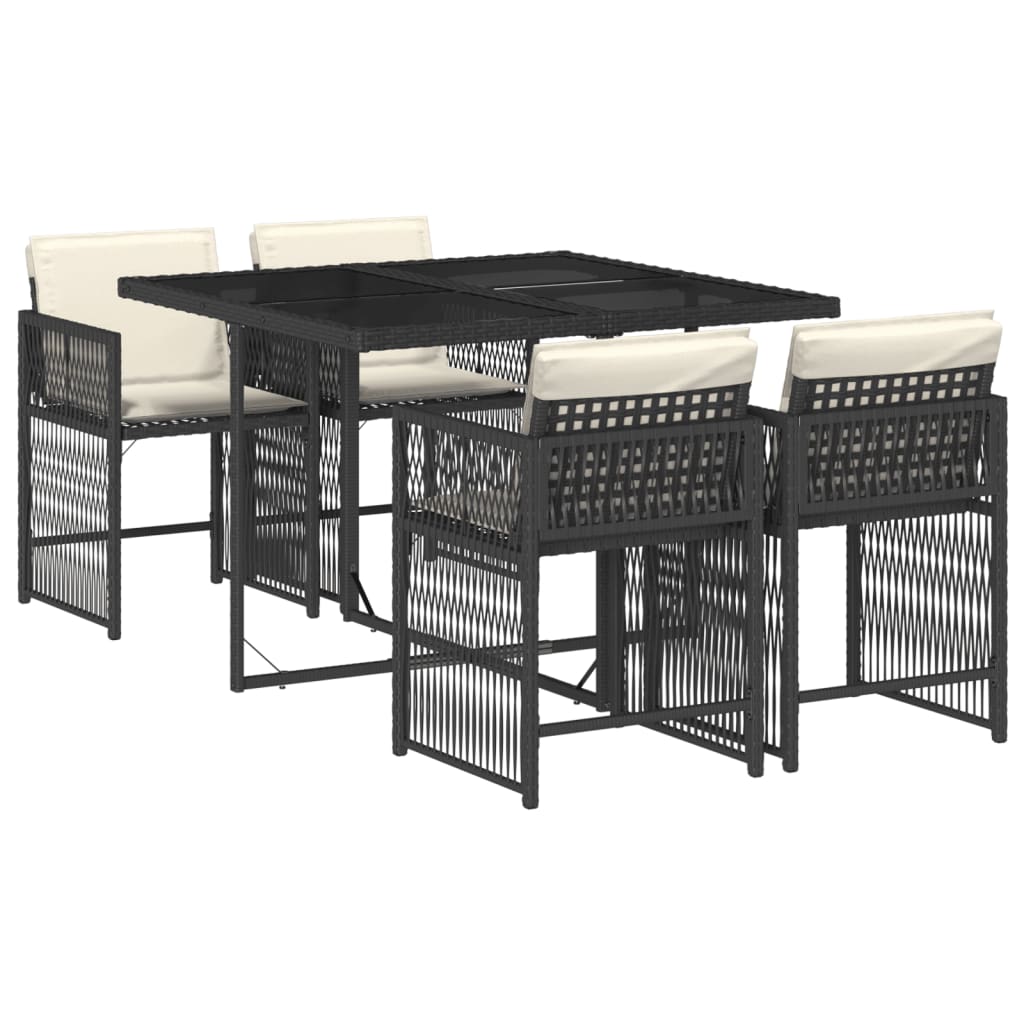 5-delige Tuinset met kussens poly rattan zwart is nu te koop bij PeponiXL, paradijselijk wonen!