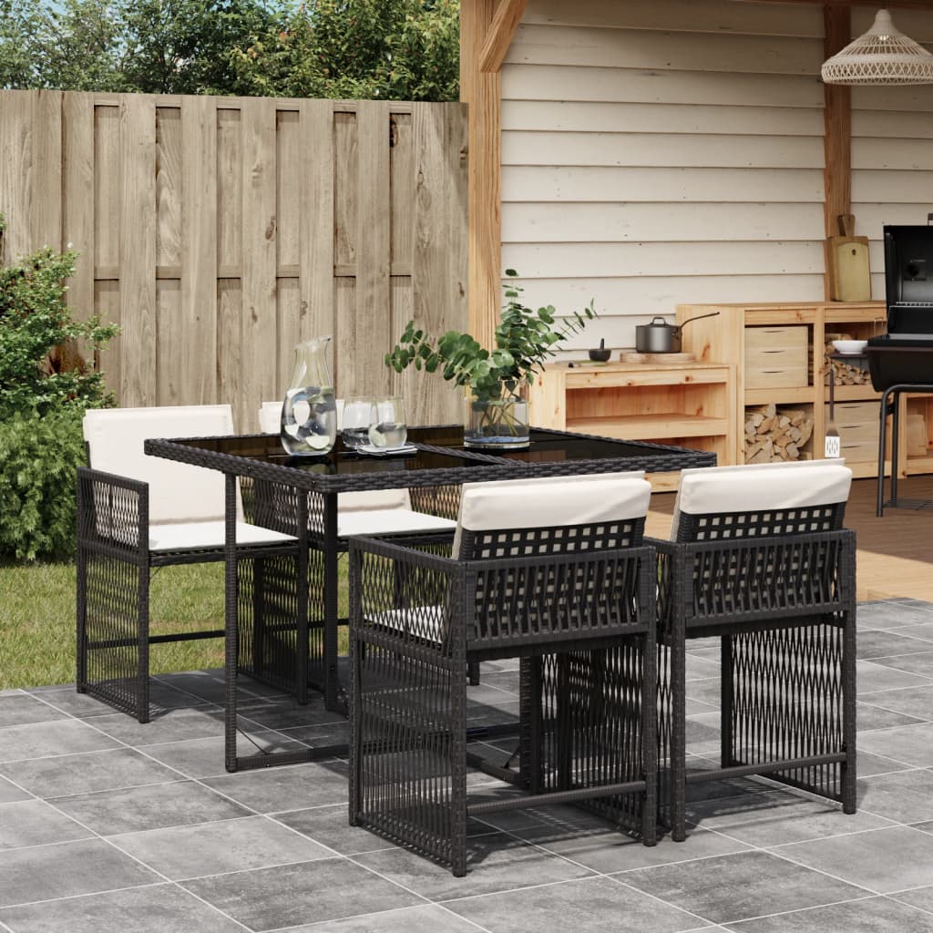 5-delige Tuinset met kussens poly rattan zwart is nu te koop bij PeponiXL, paradijselijk wonen!