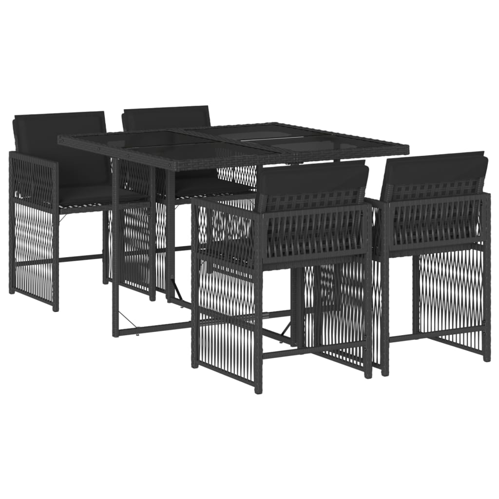 5-delige Tuinset met kussens poly rattan zwart is nu te koop bij PeponiXL, paradijselijk wonen!