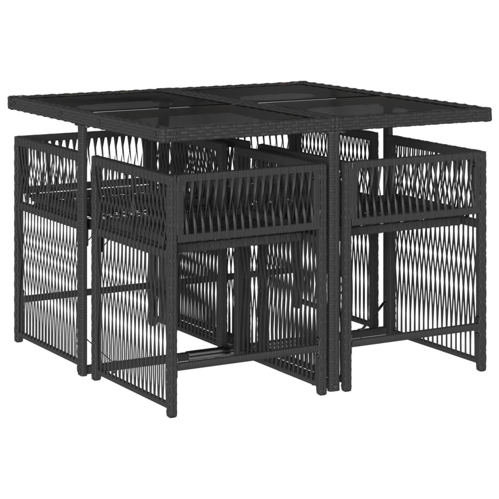 5-delige Tuinset met kussens poly rattan zwart is nu te koop bij PeponiXL, paradijselijk wonen!