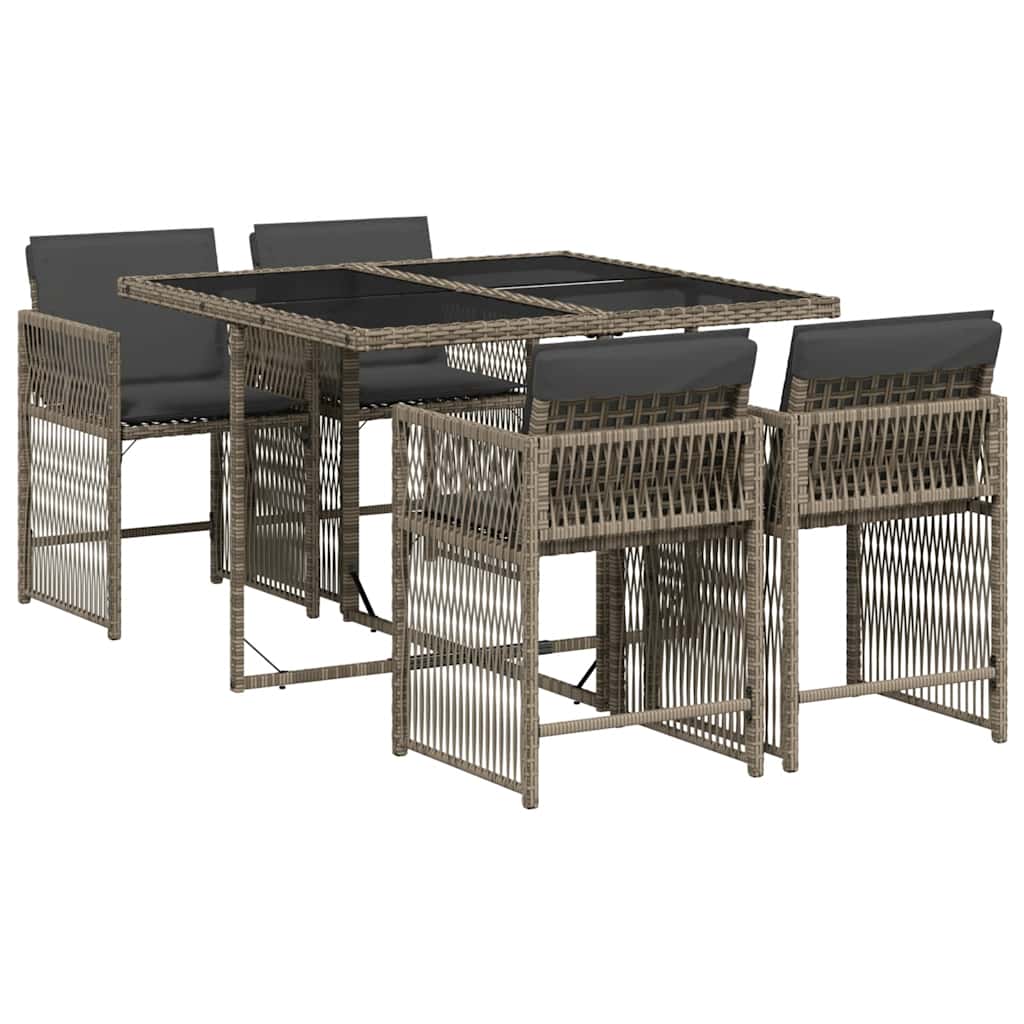 5-delige Tuinset met kussens poly rattan grijs is nu te koop bij PeponiXL, paradijselijk wonen!