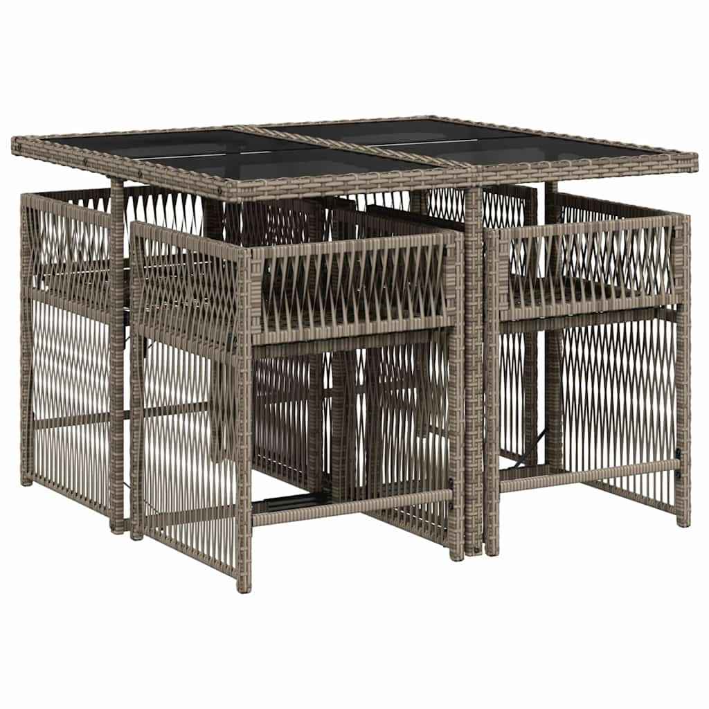 5-delige Tuinset met kussens poly rattan grijs is nu te koop bij PeponiXL, paradijselijk wonen!