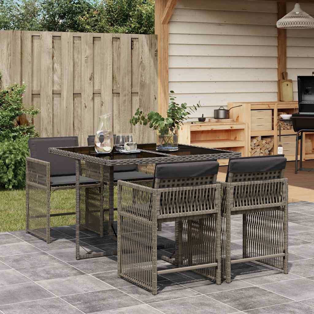 5-delige Tuinset met kussens poly rattan grijs is nu te koop bij PeponiXL, paradijselijk wonen!
