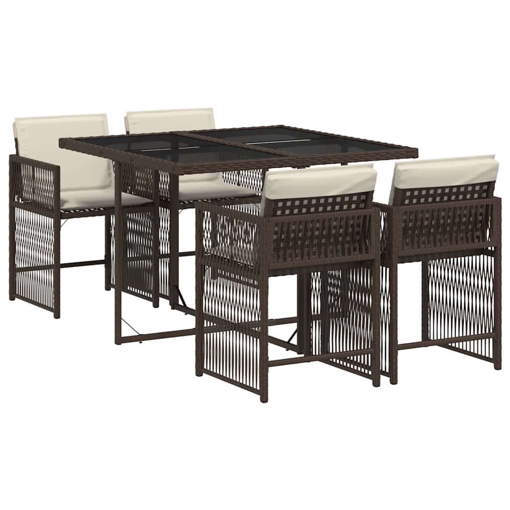 5-delige Tuinset met kussens poly rattan bruin is nu te koop bij PeponiXL, paradijselijk wonen!