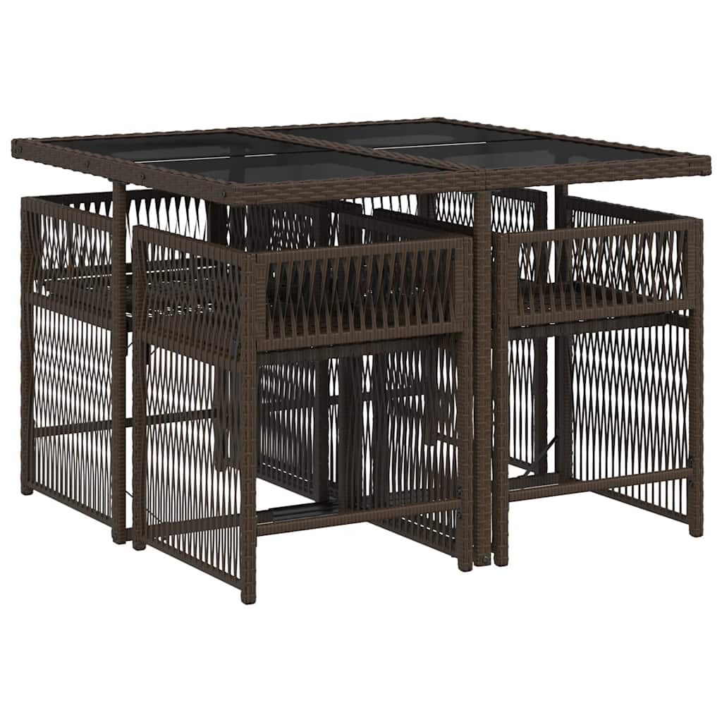 5-delige Tuinset met kussens poly rattan bruin is nu te koop bij PeponiXL, paradijselijk wonen!