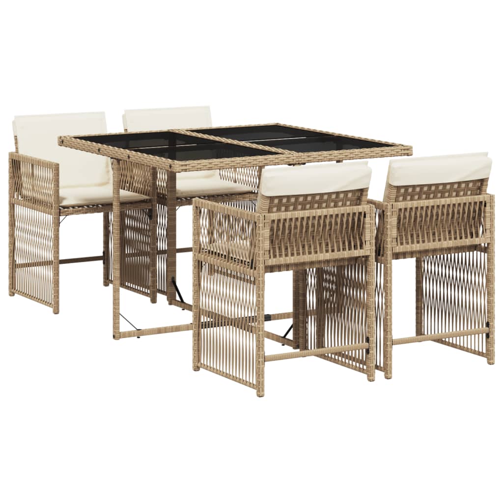 5-delige Tuinset met kussens poly rattan beige is nu te koop bij PeponiXL, paradijselijk wonen!