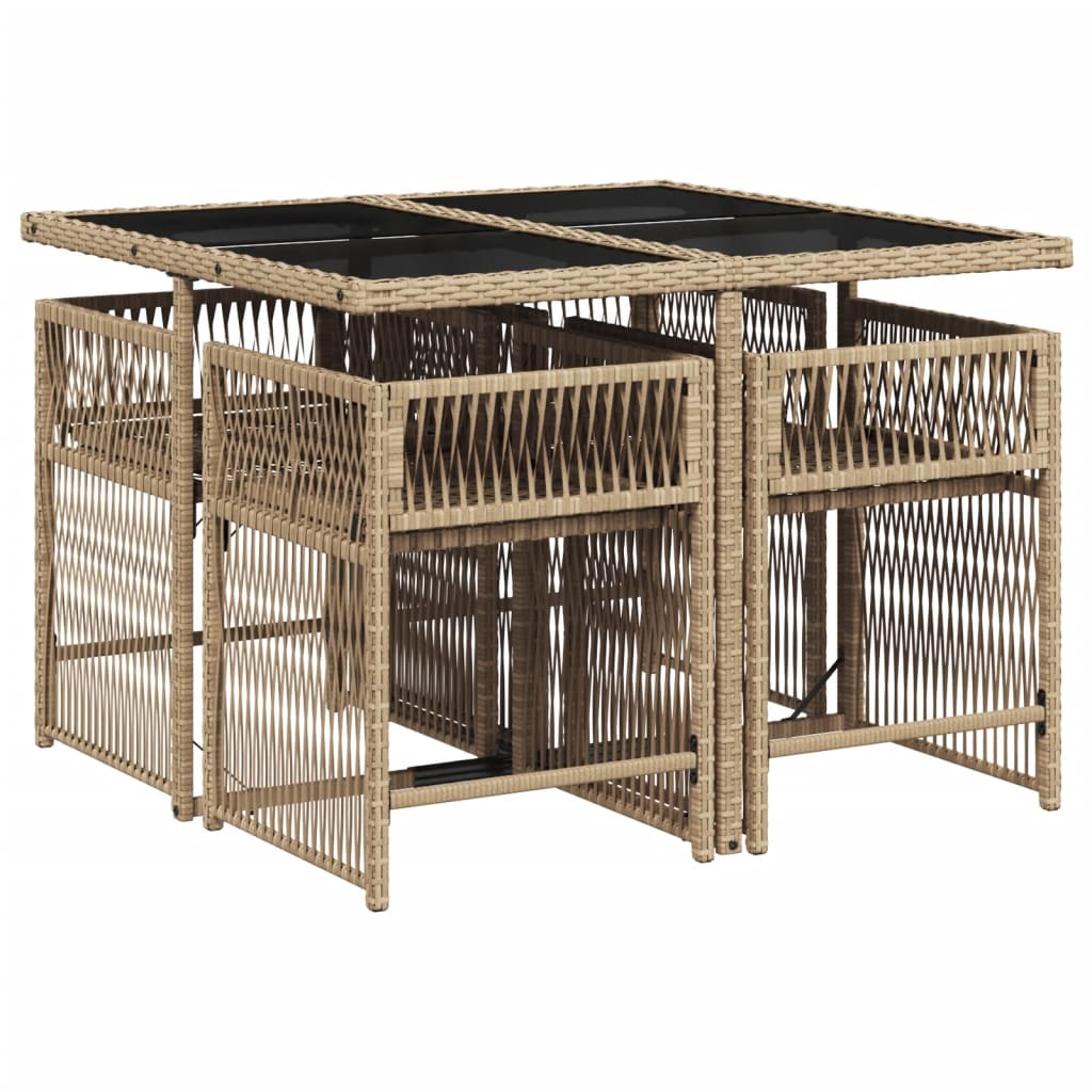 5-delige Tuinset met kussens poly rattan beige is nu te koop bij PeponiXL, paradijselijk wonen!