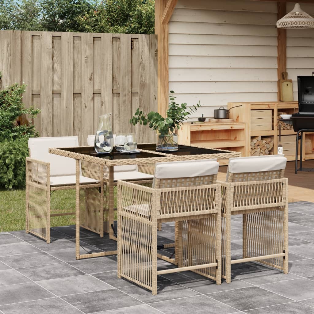 5-delige Tuinset met kussens poly rattan beige is nu te koop bij PeponiXL, paradijselijk wonen!