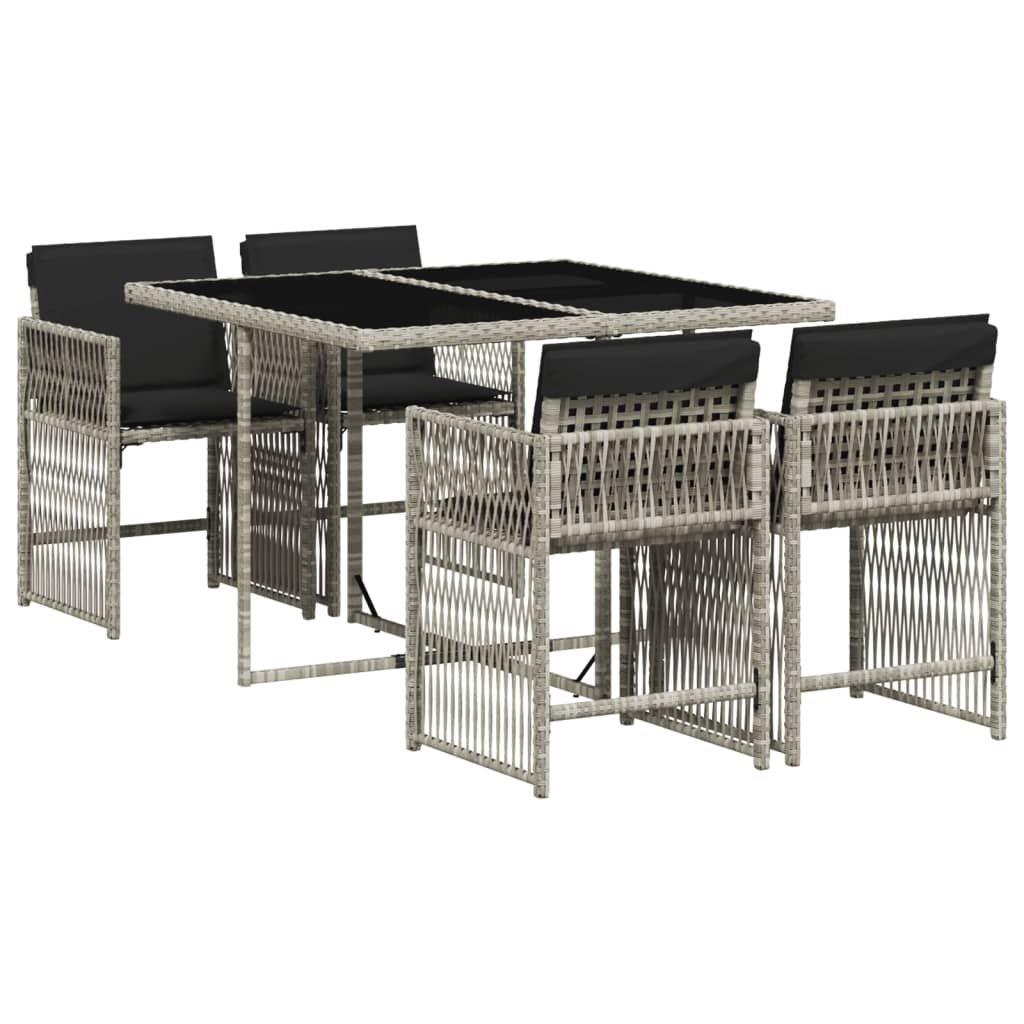 5-delige Tuinset met kussens poly rattan lichtgrijs is nu te koop bij PeponiXL, paradijselijk wonen!