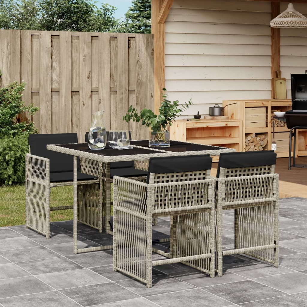 5-delige Tuinset met kussens poly rattan lichtgrijs is nu te koop bij PeponiXL, paradijselijk wonen!