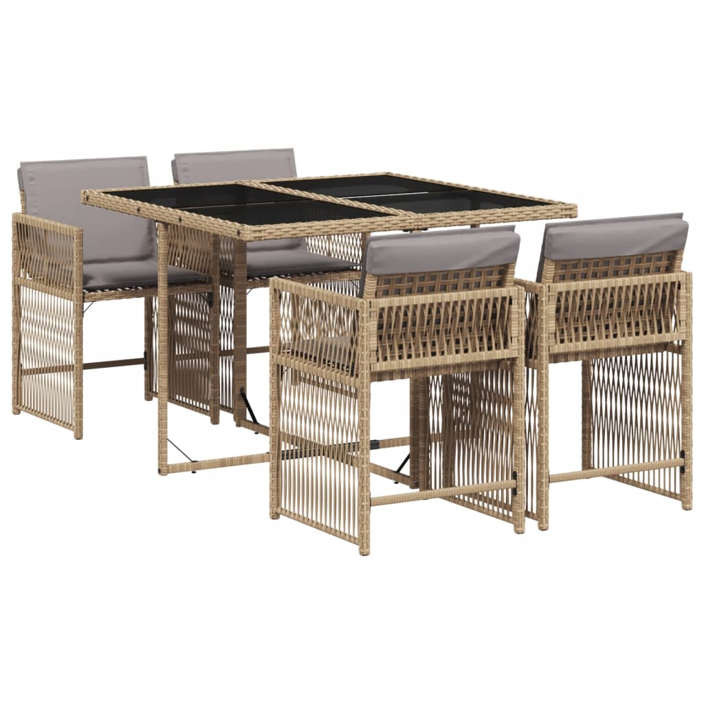 5-delige Tuinset met kussens poly rattan gemengd beige is nu te koop bij PeponiXL, paradijselijk wonen!