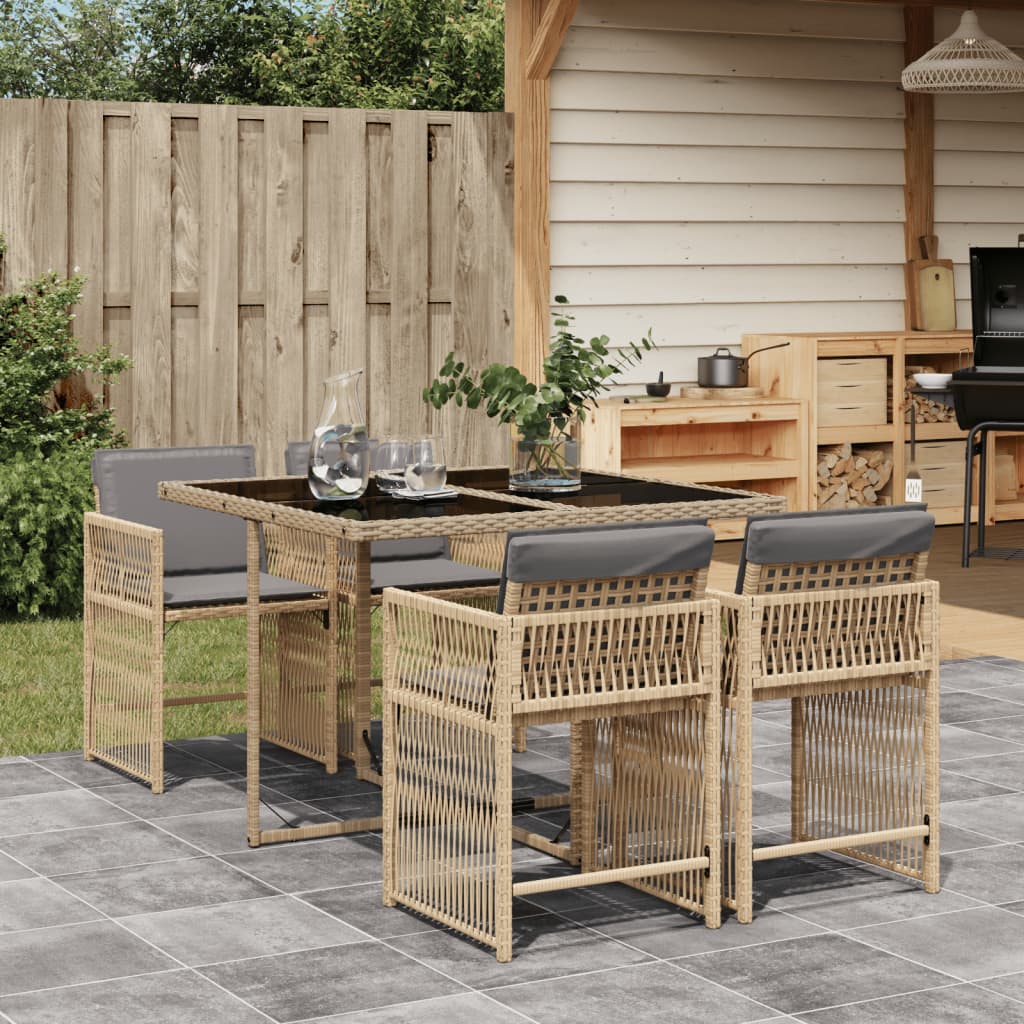 5-delige Tuinset met kussens poly rattan gemengd beige is nu te koop bij PeponiXL, paradijselijk wonen!
