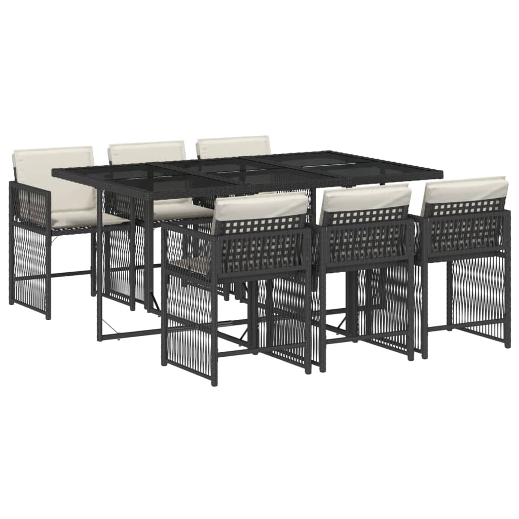 7-delige Tuinset met kussens poly rattan zwart is nu te koop bij PeponiXL, paradijselijk wonen!
