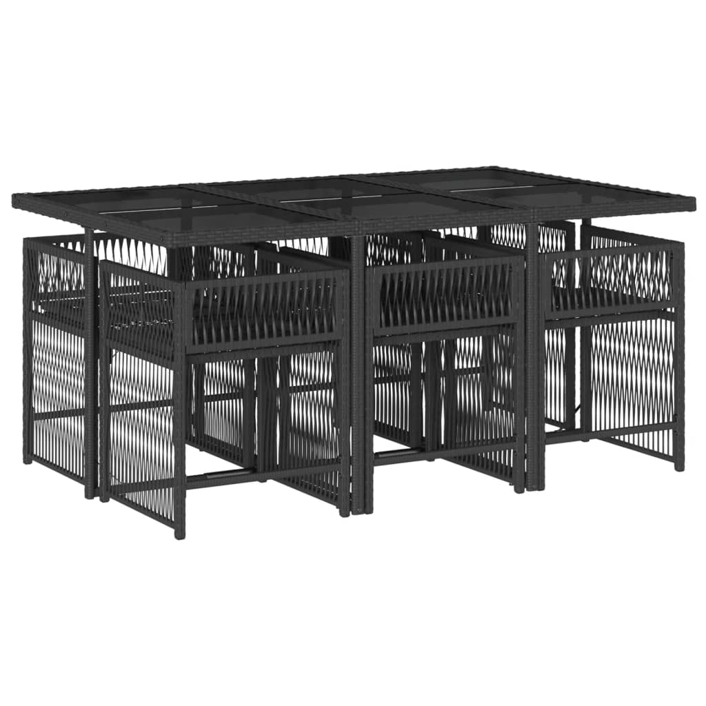 7-delige Tuinset met kussens poly rattan zwart is nu te koop bij PeponiXL, paradijselijk wonen!