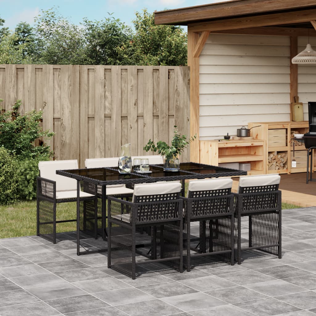 7-delige Tuinset met kussens poly rattan zwart is nu te koop bij PeponiXL, paradijselijk wonen!