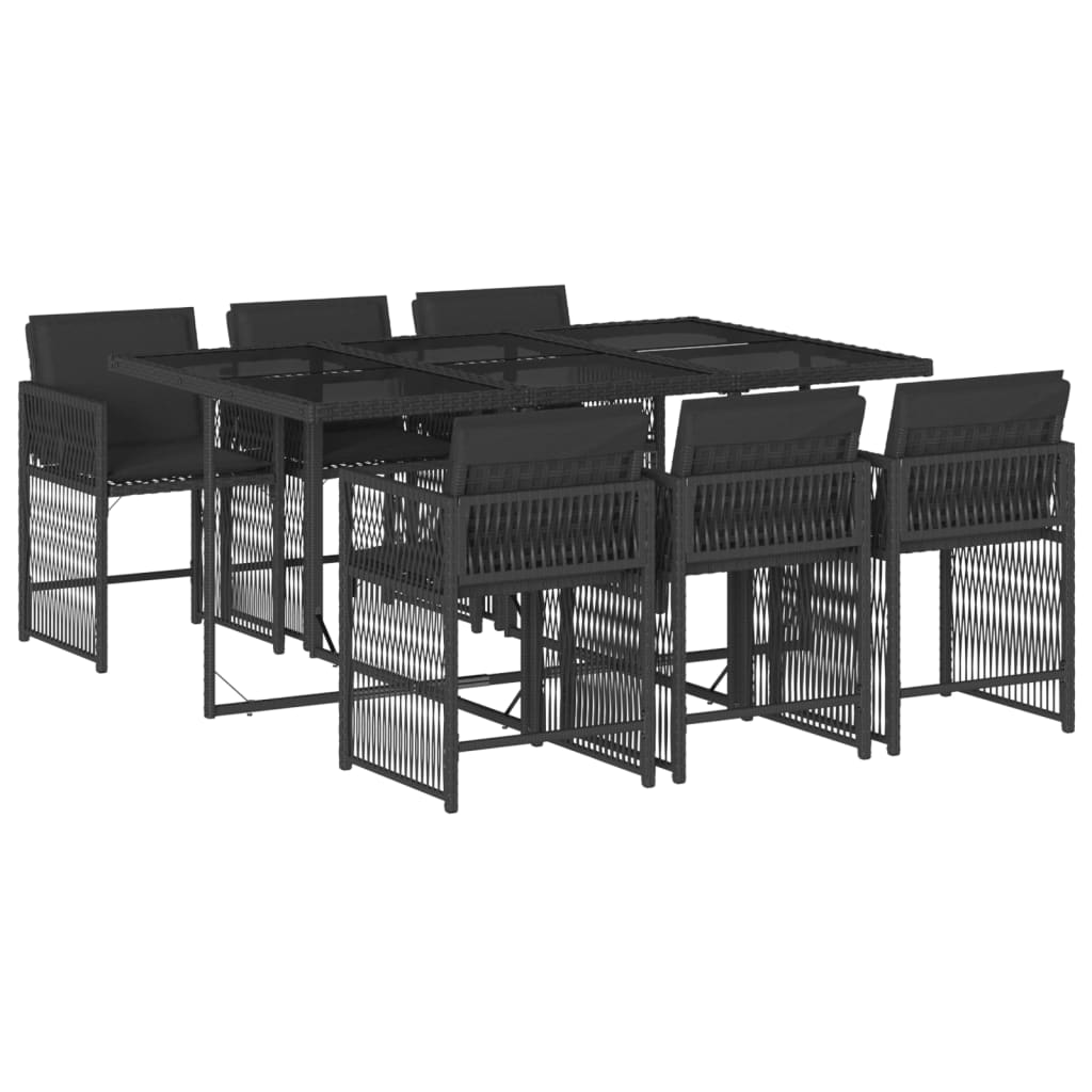 7-delige Tuinset met kussens poly rattan zwart is nu te koop bij PeponiXL, paradijselijk wonen!