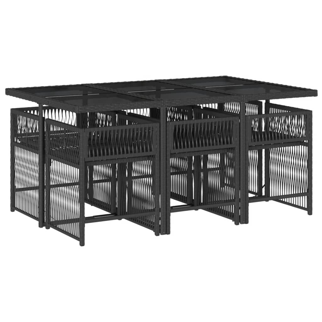 7-delige Tuinset met kussens poly rattan zwart is nu te koop bij PeponiXL, paradijselijk wonen!
