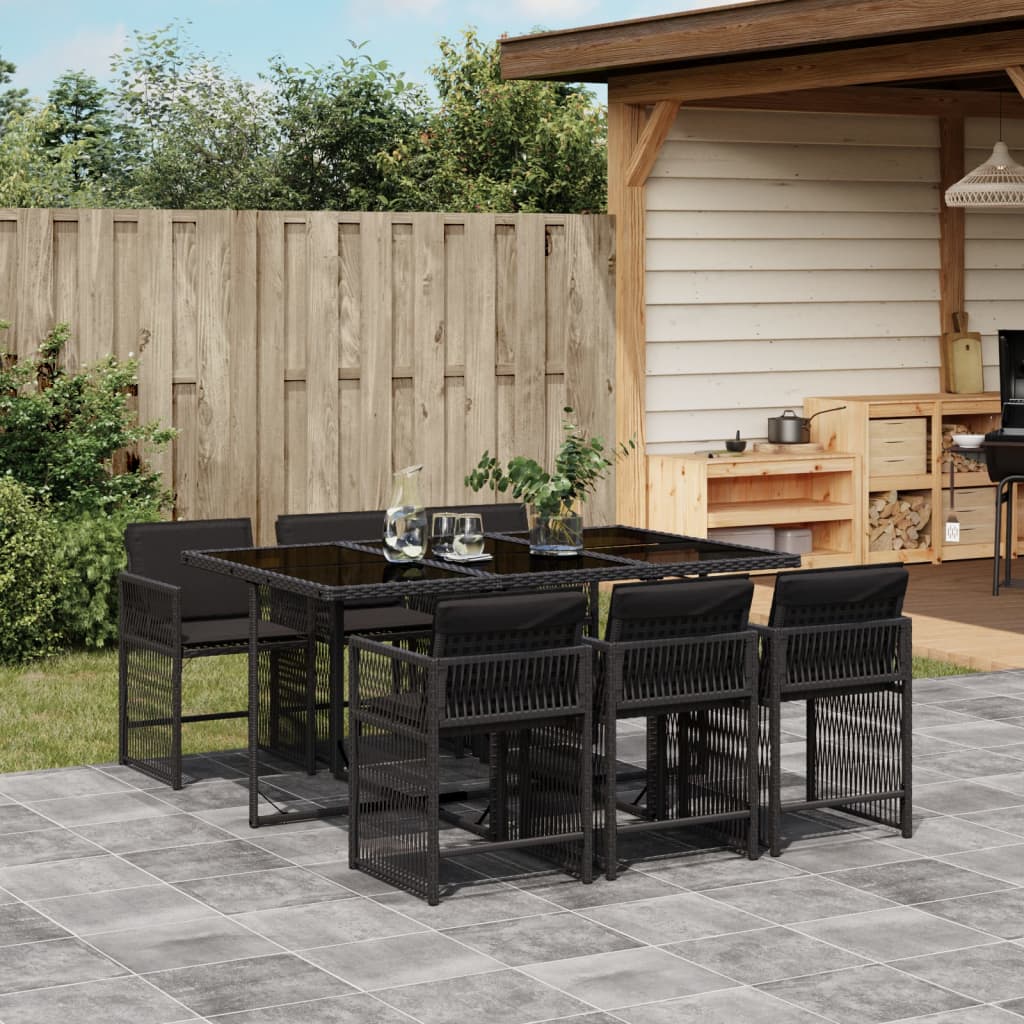 7-delige Tuinset met kussens poly rattan zwart is nu te koop bij PeponiXL, paradijselijk wonen!