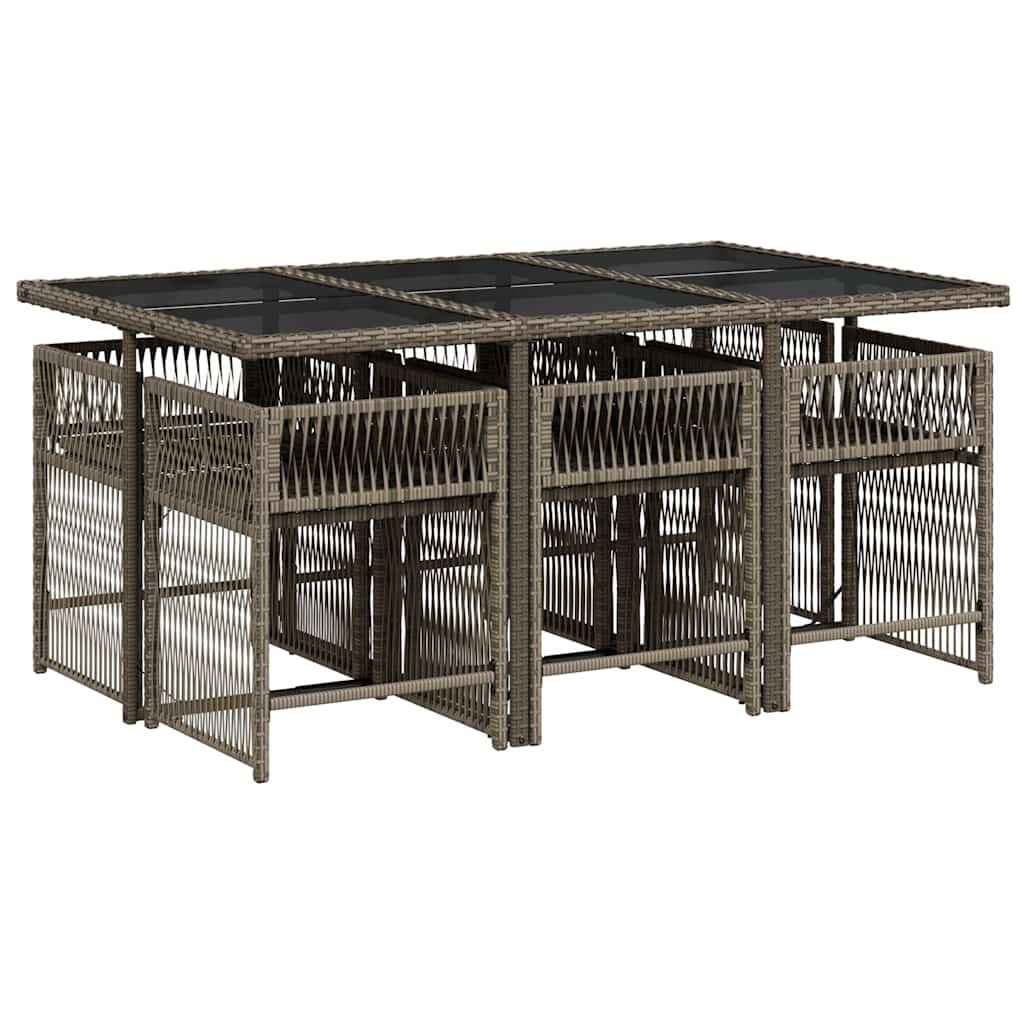 7-delige Tuinset met kussens poly rattan grijs is nu te koop bij PeponiXL, paradijselijk wonen!