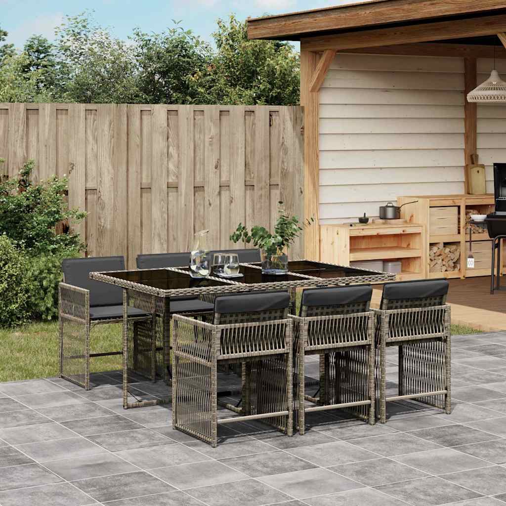 7-delige Tuinset met kussens poly rattan grijs is nu te koop bij PeponiXL, paradijselijk wonen!