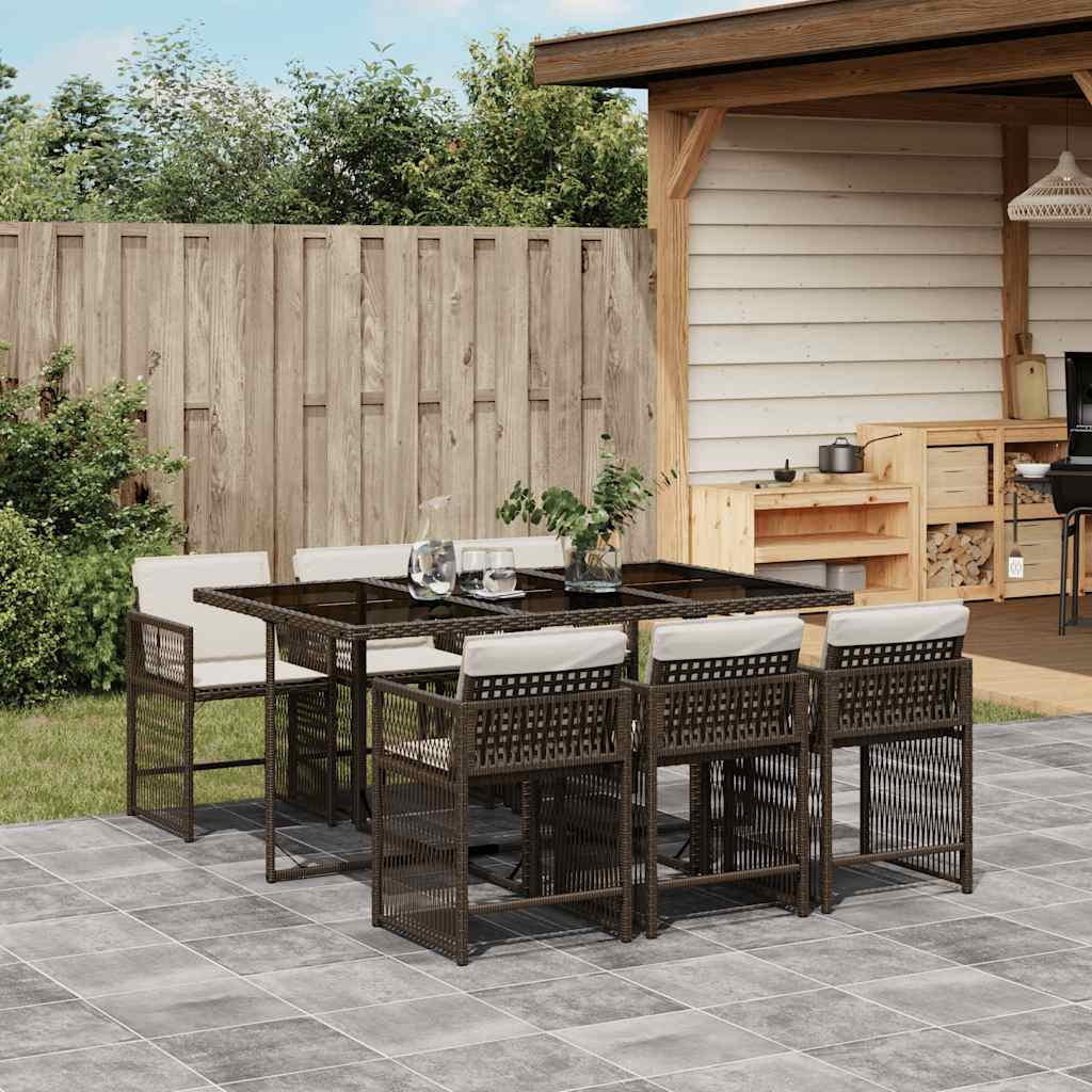 7-delige Tuinset met kussens poly rattan bruin is nu te koop bij PeponiXL, paradijselijk wonen!