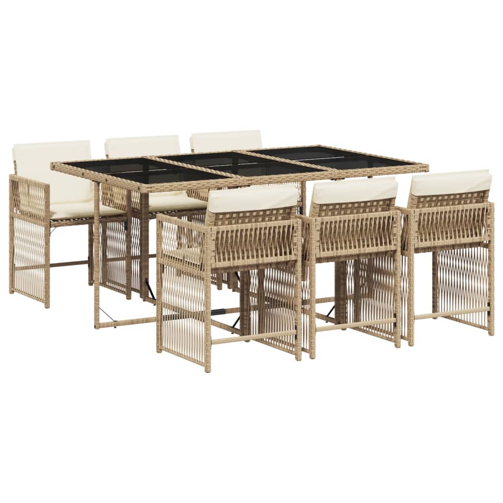 7-delige Tuinset met kussens poly rattan beige is nu te koop bij PeponiXL, paradijselijk wonen!