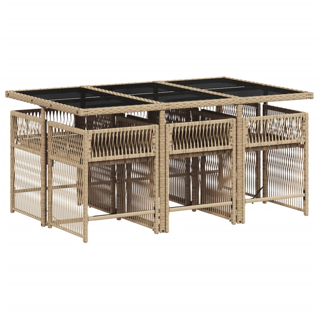7-delige Tuinset met kussens poly rattan beige is nu te koop bij PeponiXL, paradijselijk wonen!