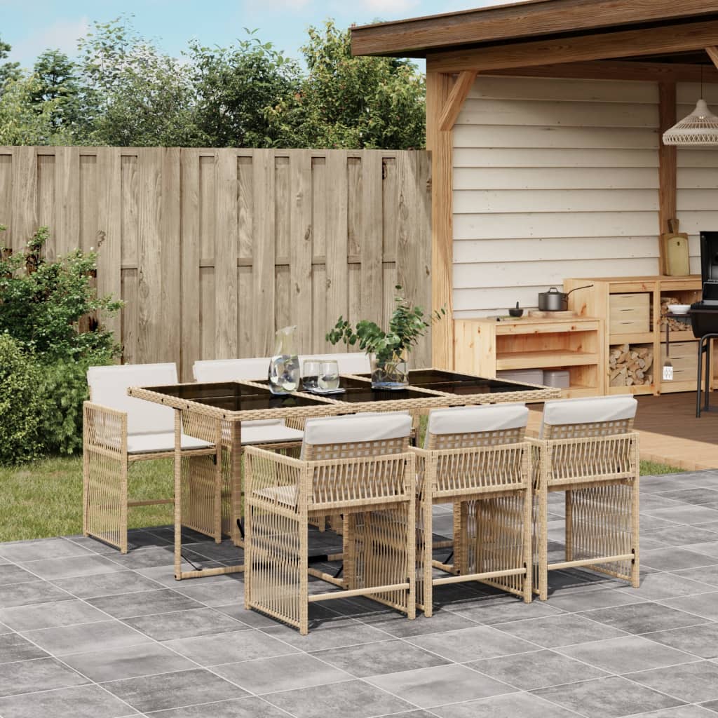 7-delige Tuinset met kussens poly rattan beige is nu te koop bij PeponiXL, paradijselijk wonen!