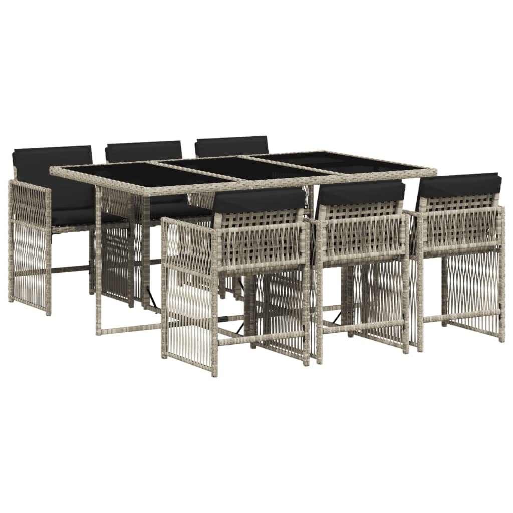 7-delige Tuinset met kussens poly rattan grijs is nu te koop bij PeponiXL, paradijselijk wonen!