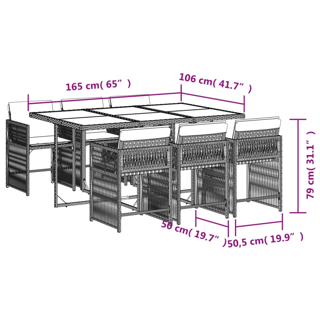 7-delige Tuinset met kussens poly rattan grijs is nu te koop bij PeponiXL, paradijselijk wonen!