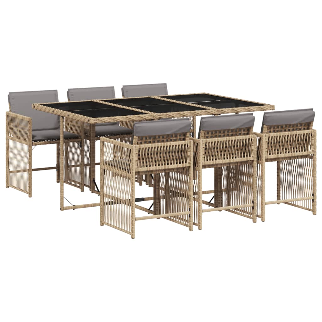 7-delige Tuinset met kussens poly rattan gemengd beige is nu te koop bij PeponiXL, paradijselijk wonen!