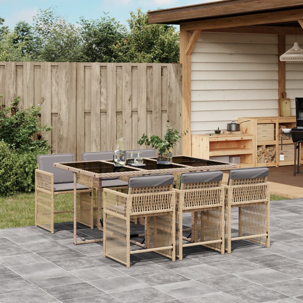7-delige Tuinset met kussens poly rattan gemengd beige is nu te koop bij PeponiXL, paradijselijk wonen!