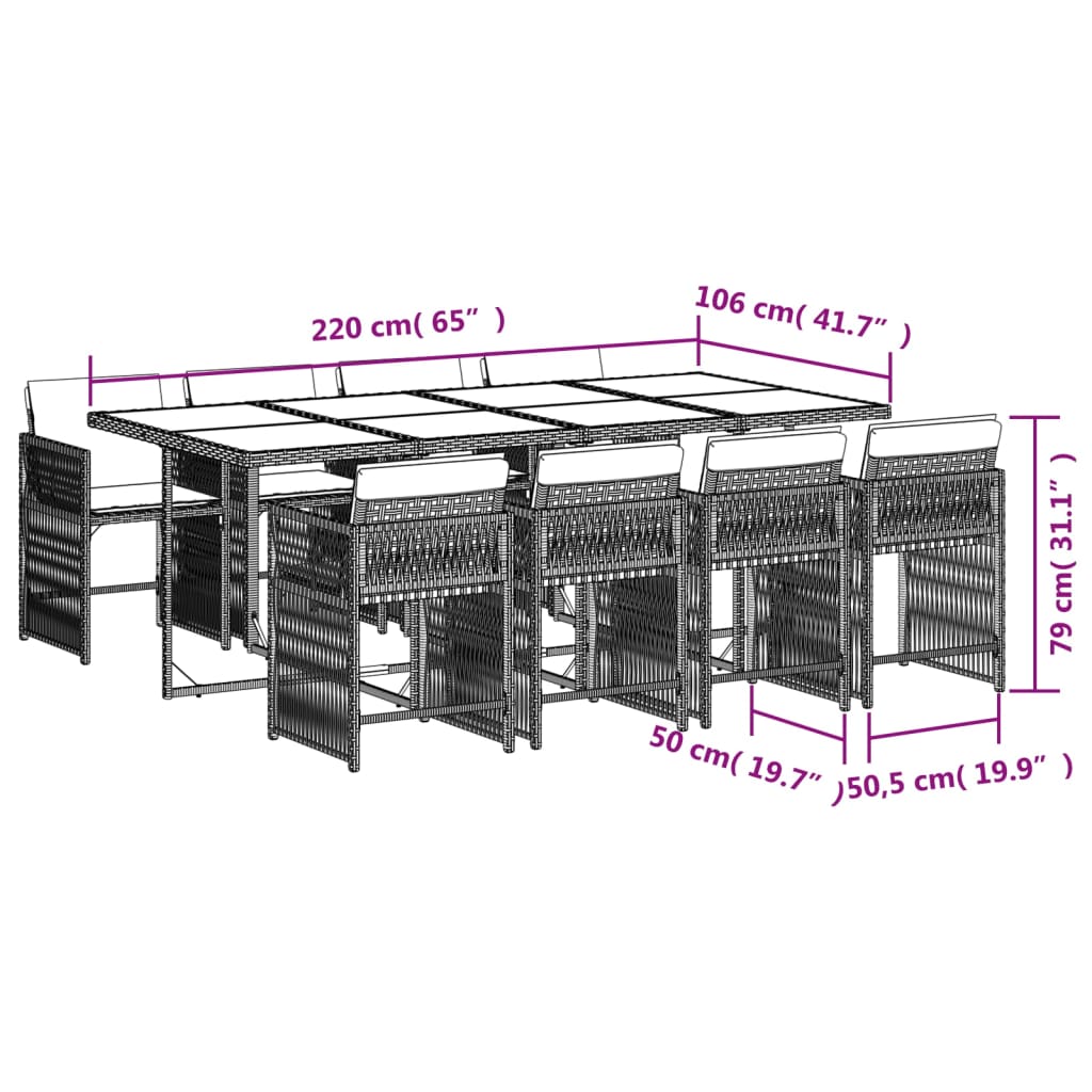 9-delige Tuinset poly rattan zwart is nu te koop bij PeponiXL, paradijselijk wonen!