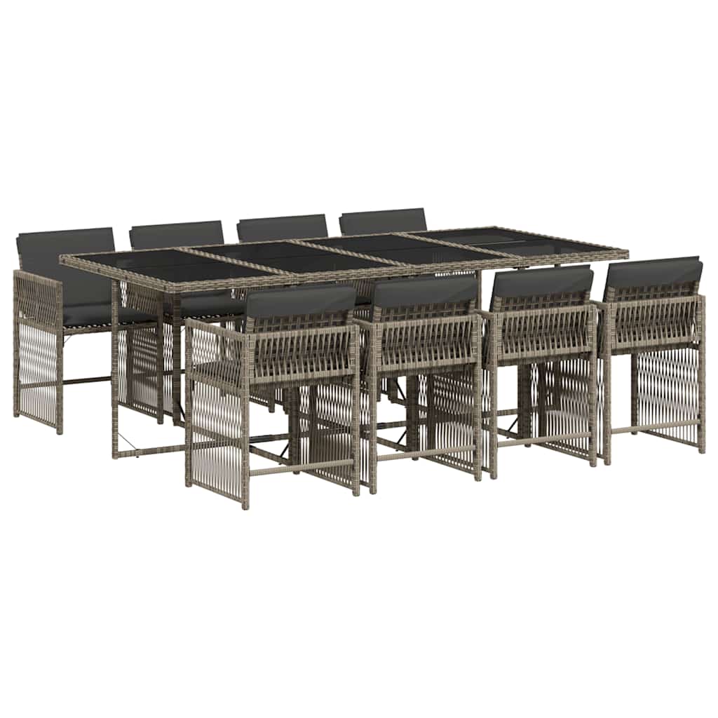 9-delige Tuinset met kussens poly rattan grijs is nu te koop bij PeponiXL, paradijselijk wonen!