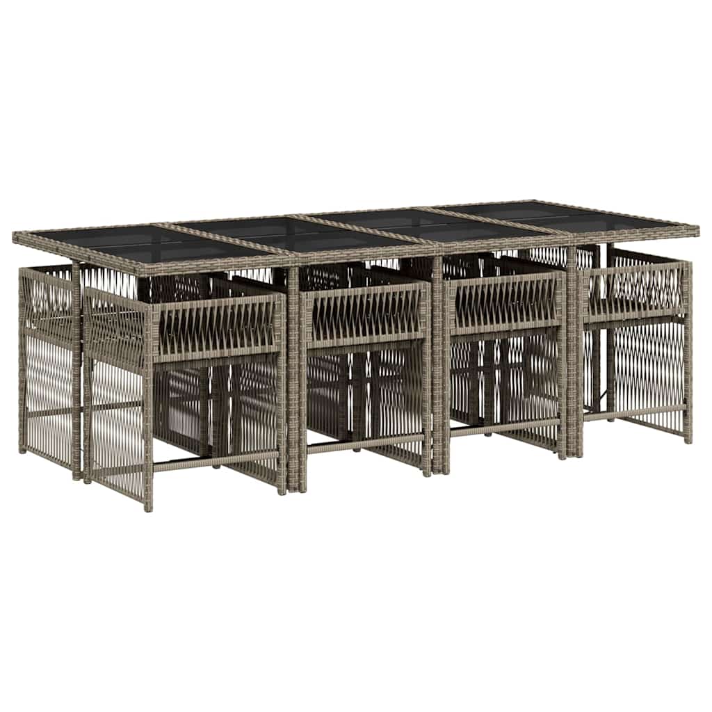 9-delige Tuinset met kussens poly rattan grijs is nu te koop bij PeponiXL, paradijselijk wonen!