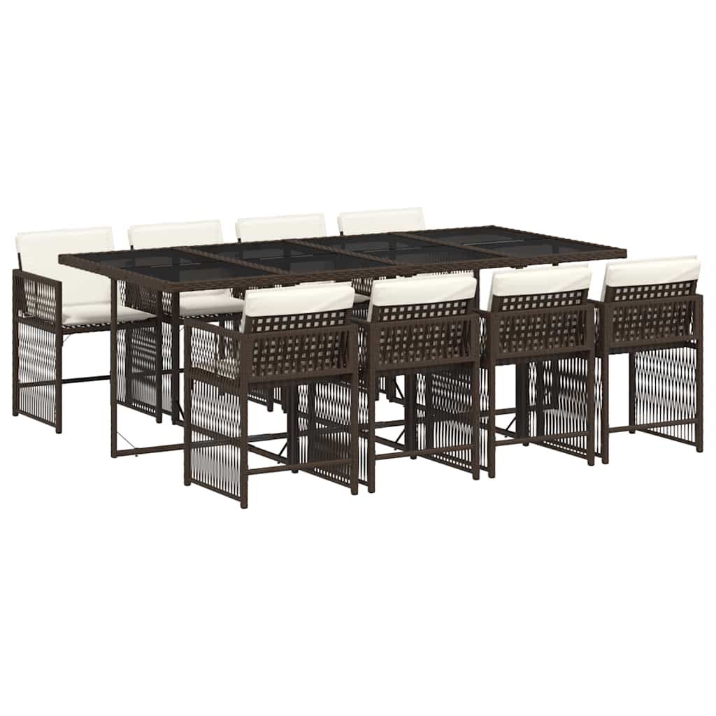 9-delige Tuinset met kussens poly rattan bruin is nu te koop bij PeponiXL, paradijselijk wonen!